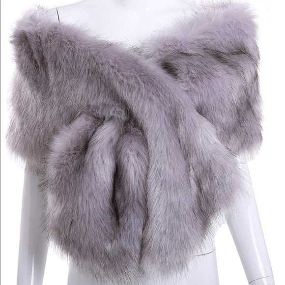 Accessories - Long Faux Fox Fur Stole Bolero CoverUp Shawl Scarf